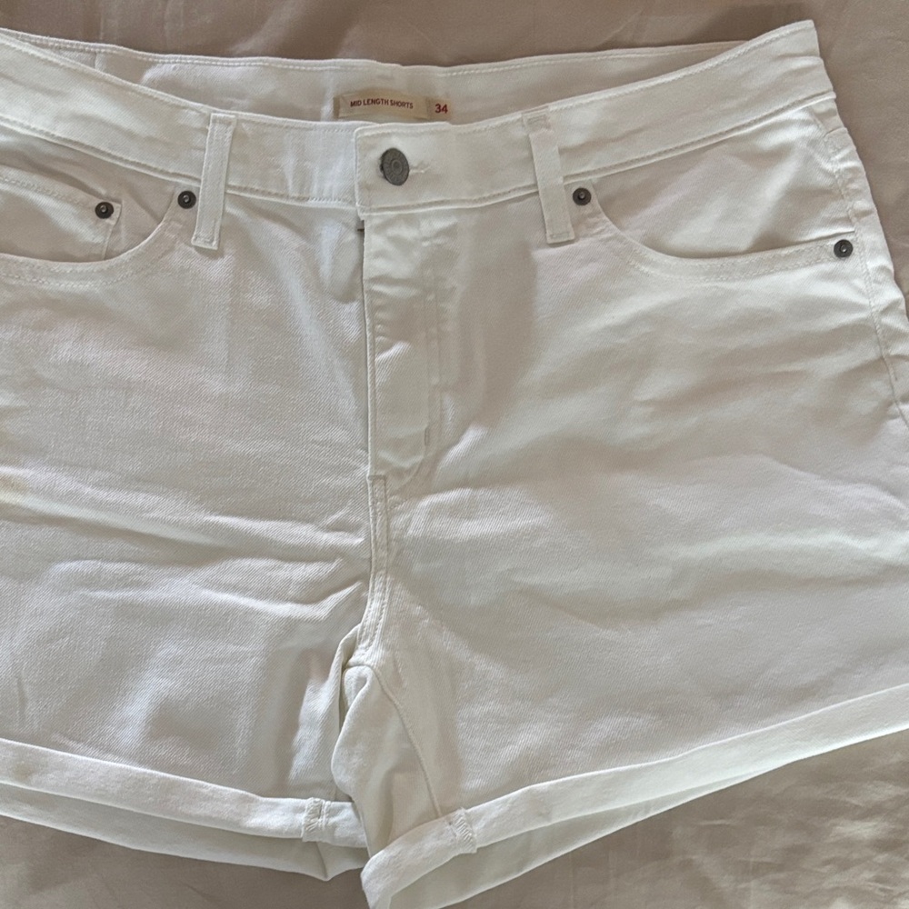 White Levi  Denim Shorts